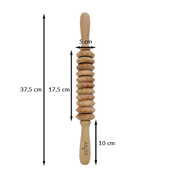 Maser flexibil din lemn pentru celulita | Rolă de masaj profilată Akito