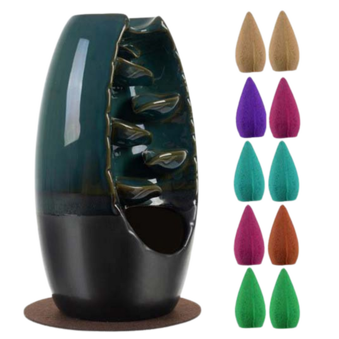 Lampa aromaterapeutică – tămâie Acus Med | Cascadă ceramică + fitile