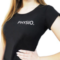 Tricou negru dama cu imprimeu Physio - Love, Sex and Physiotherapy