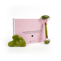 Set masaj Jade Gua Sha - placa + rola Acus Med - verde