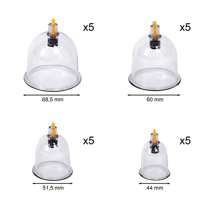 Ventuze din plastic Acus Med în valiză – set de 20 de bucăți