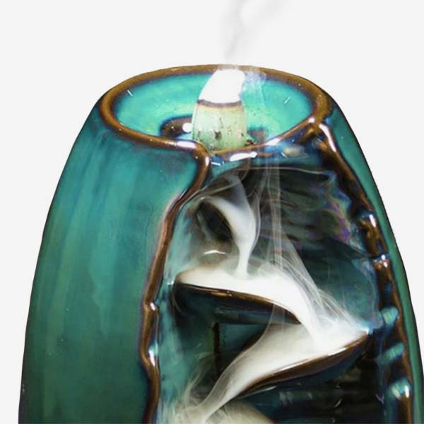 Lampa aromaterapeutică – tămâie Acus Med | Cascadă ceramică + fitile