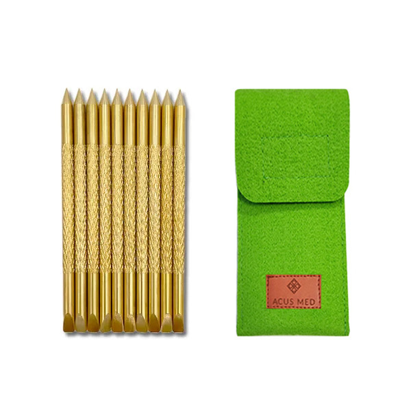 Set: 10 bucăți de știfturi din alamă + capac de var